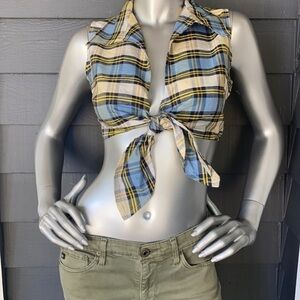 Raw Silk Plaid Cropped Top by VOX POP S